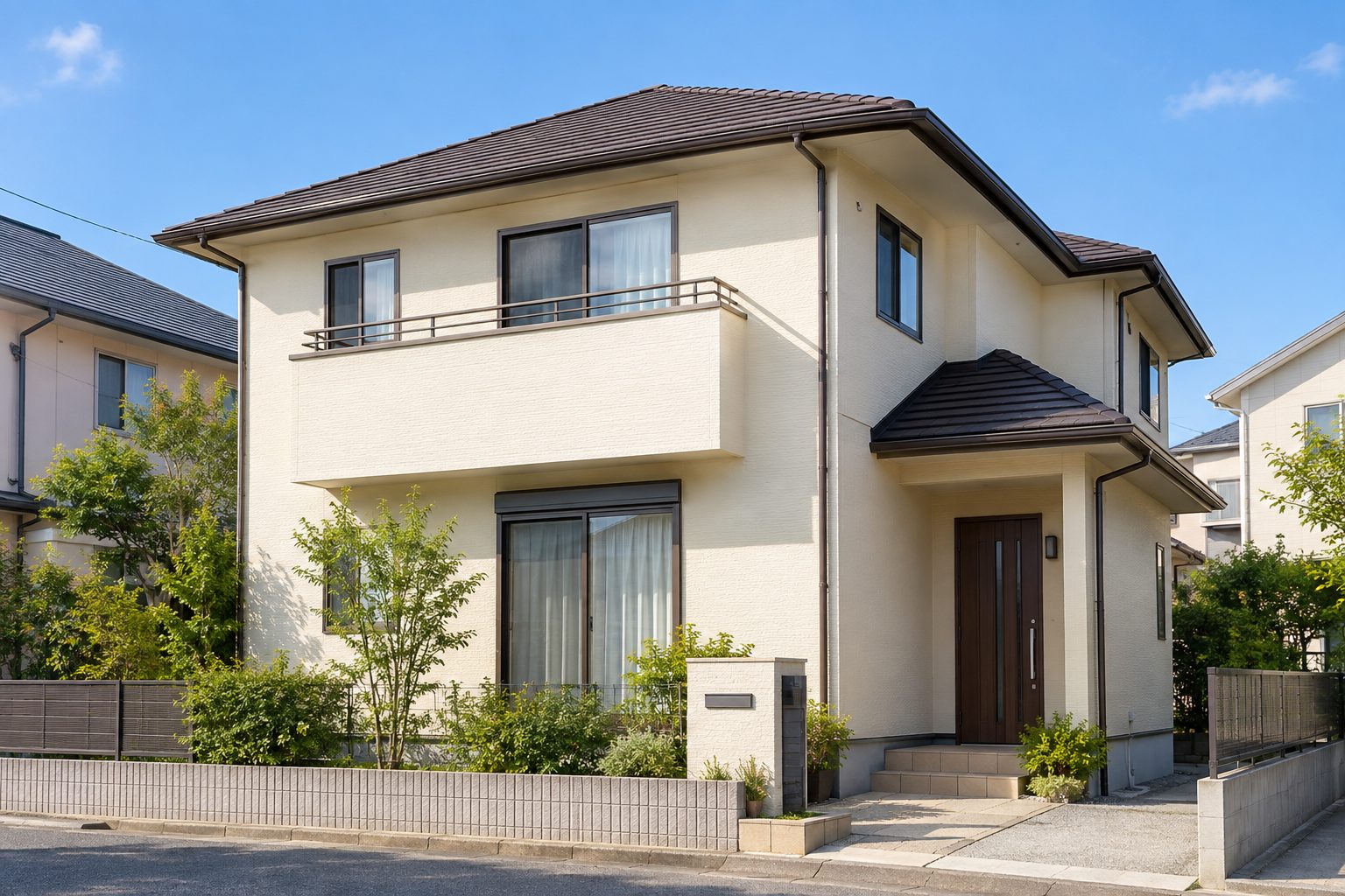 外壁・屋根塗装を終えた住宅の外観（イメージ）